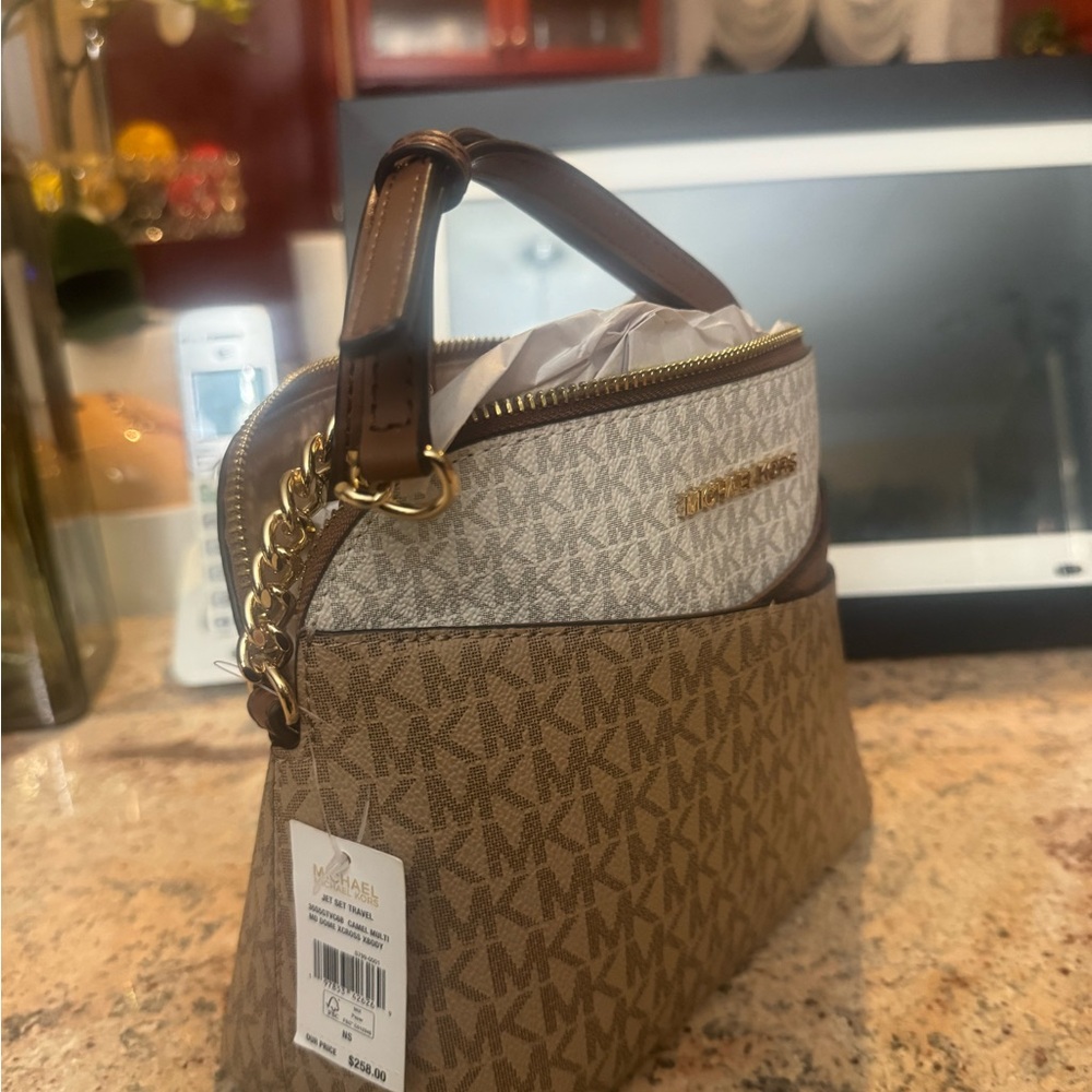 Michael Kors Tan and Cream Mini Bag